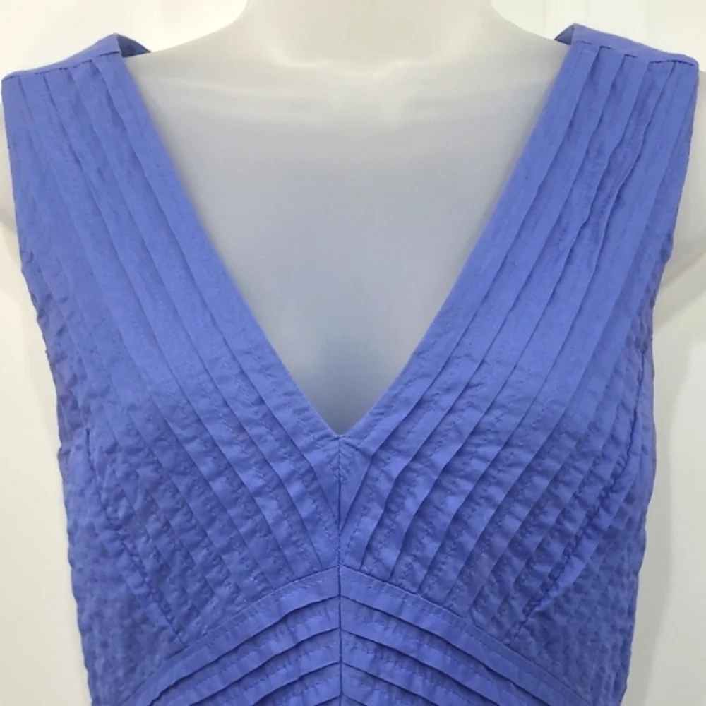 J. Crew Chevron Dress Pleated A Line Plunging V-Neck Sleeveless Above Knee Sz 6
